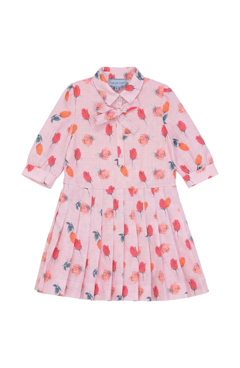 Joie De Vivre Rose Pleated Button Front Loose Fit Dress, Main, color, Pink