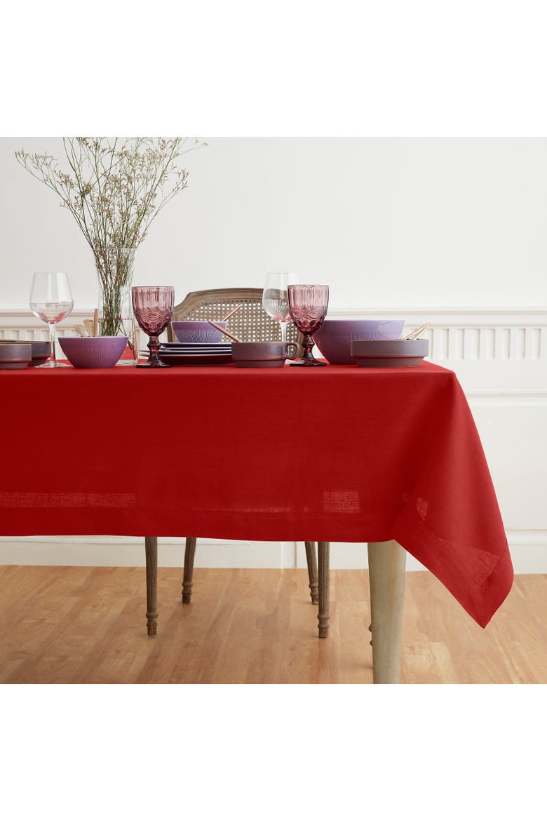Linen Tablecloth - Fete, Alternate, color, Red