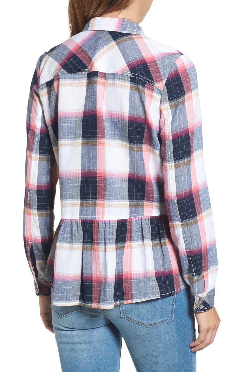 Caslon<sup>®</sup> Peplum Plaid Shirt, Alternate, color, 