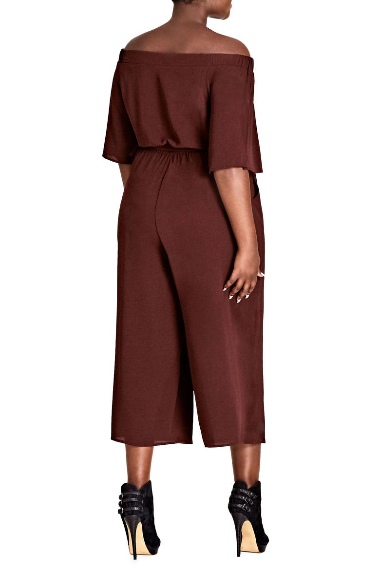 Off the Shoulder Jumpsuit, Alternate, color, OX BLOOD