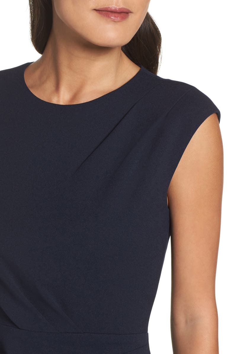 Betsey Johnson Ruched Ponte Sheath Dress, Alternate, color, Navy