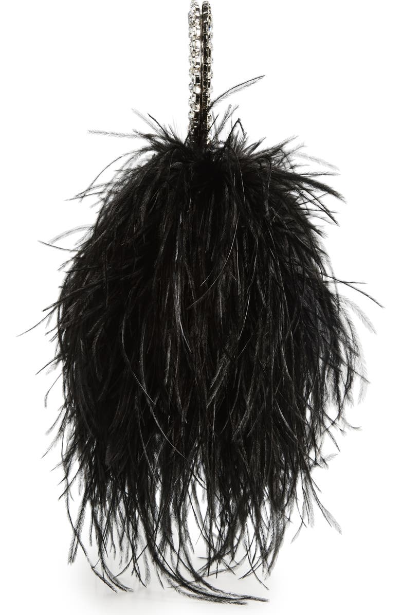 L’alingi Karma Feather Crystal Top Handle Bag, Alternate, color, Black