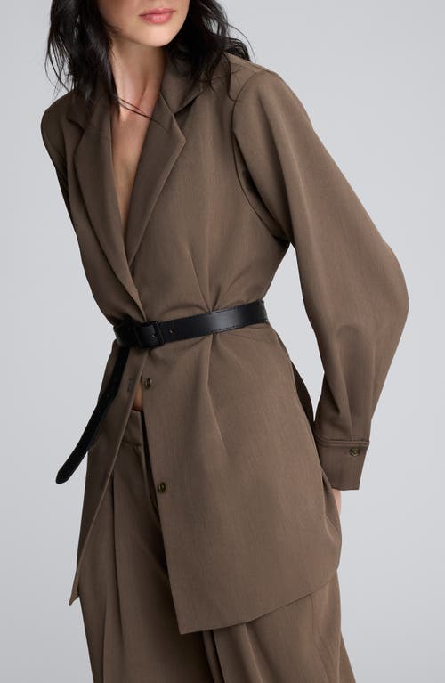 Kenneth Cole Melange Three Button Belted Soft Jacket In Brown