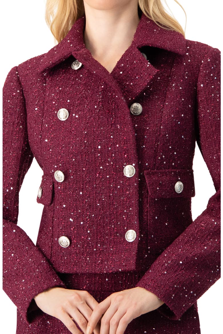 Double-Breasted Short Jacket, Alternate, color, Wine