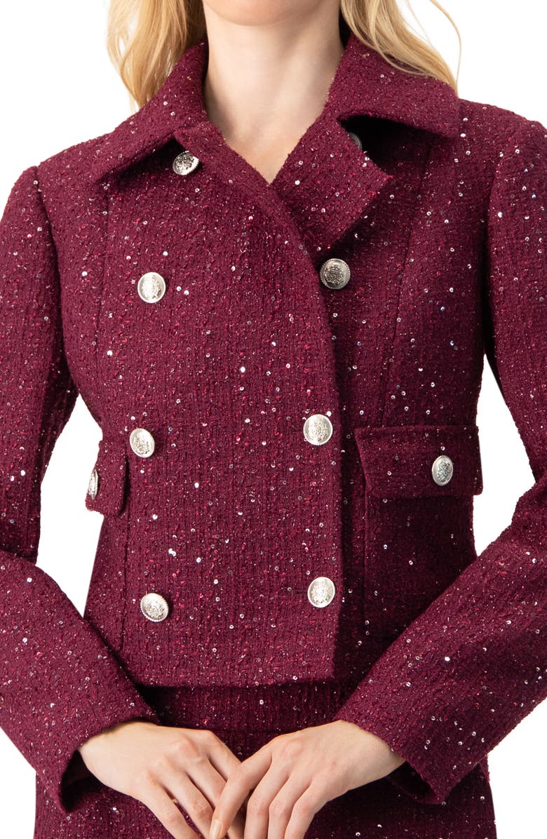 IVONNE Double-Breasted Short Jacket, Alternate, color, Wine