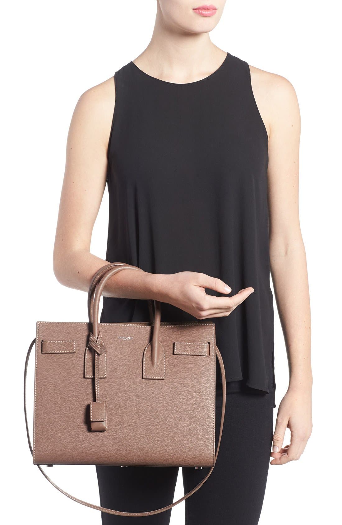 Saint Laurent Small Sac de Jour Calfskin Leather Tote, Alternate, color, 