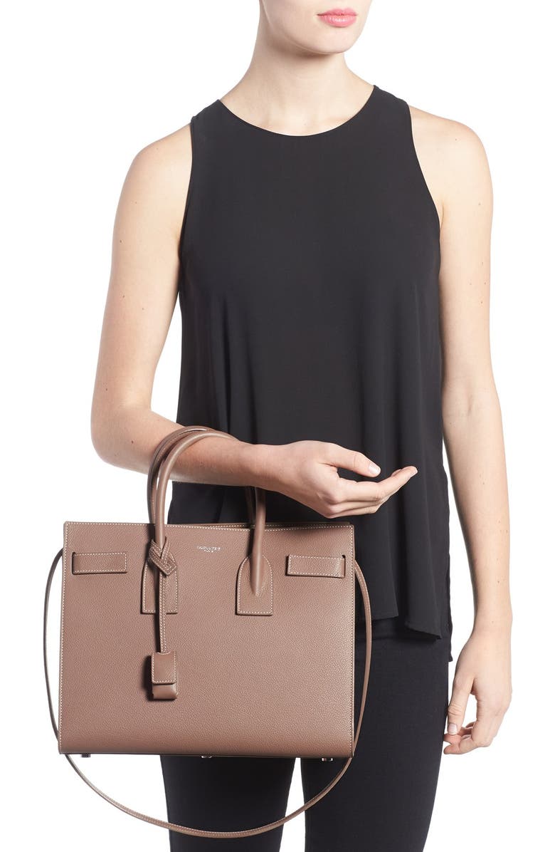 Saint Laurent Small Sac de Jour Calfskin Leather Tote, Alternate, color,