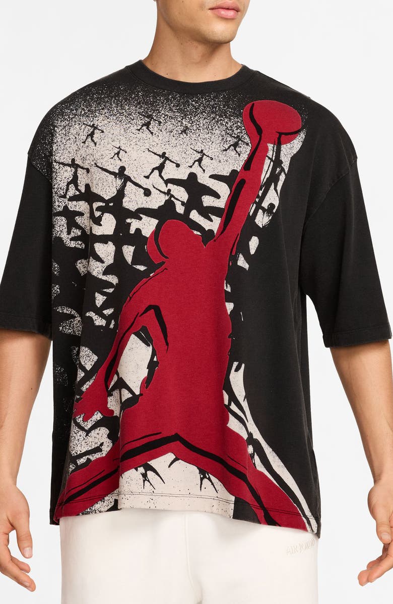 Jordan Reissue Oversize Graphic T-Shirt, Main, color, Black/ Gym Red