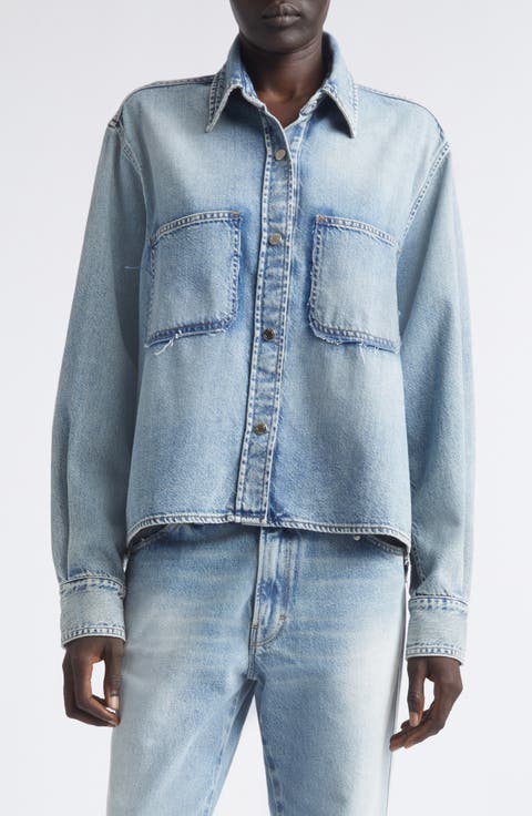 Emma Distressed Denim Shirt Jacket