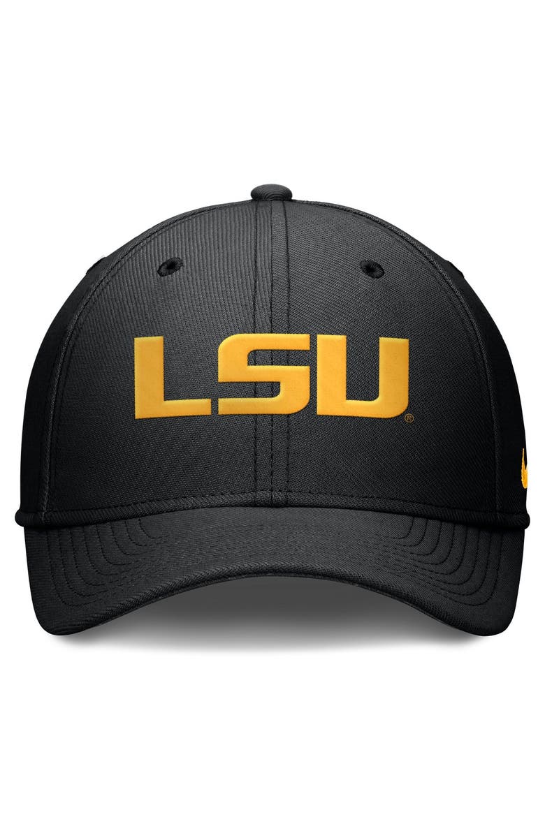 Men's Nike Black LSU Tigers Rise SwooshFlex Dri-FIT Hat, Alternate, color, Black