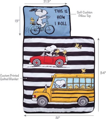 Snoopy & Woodstock Peanuts Transportation Toddler Nap Mat