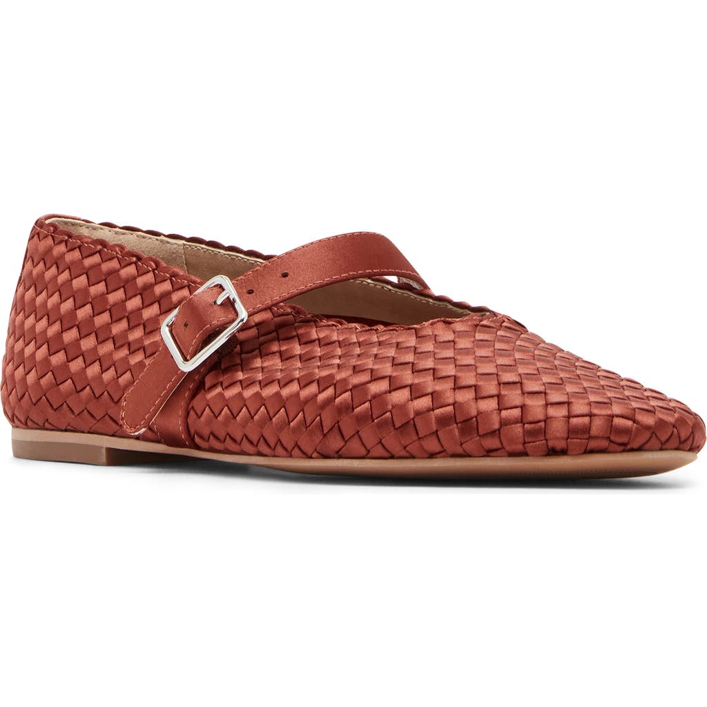 Steve Madden Dreaming Mary Jane Flat In Rust Satin