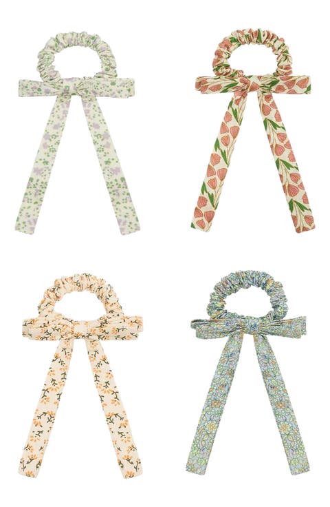 Floral Set of 4 Bow Scrunchies