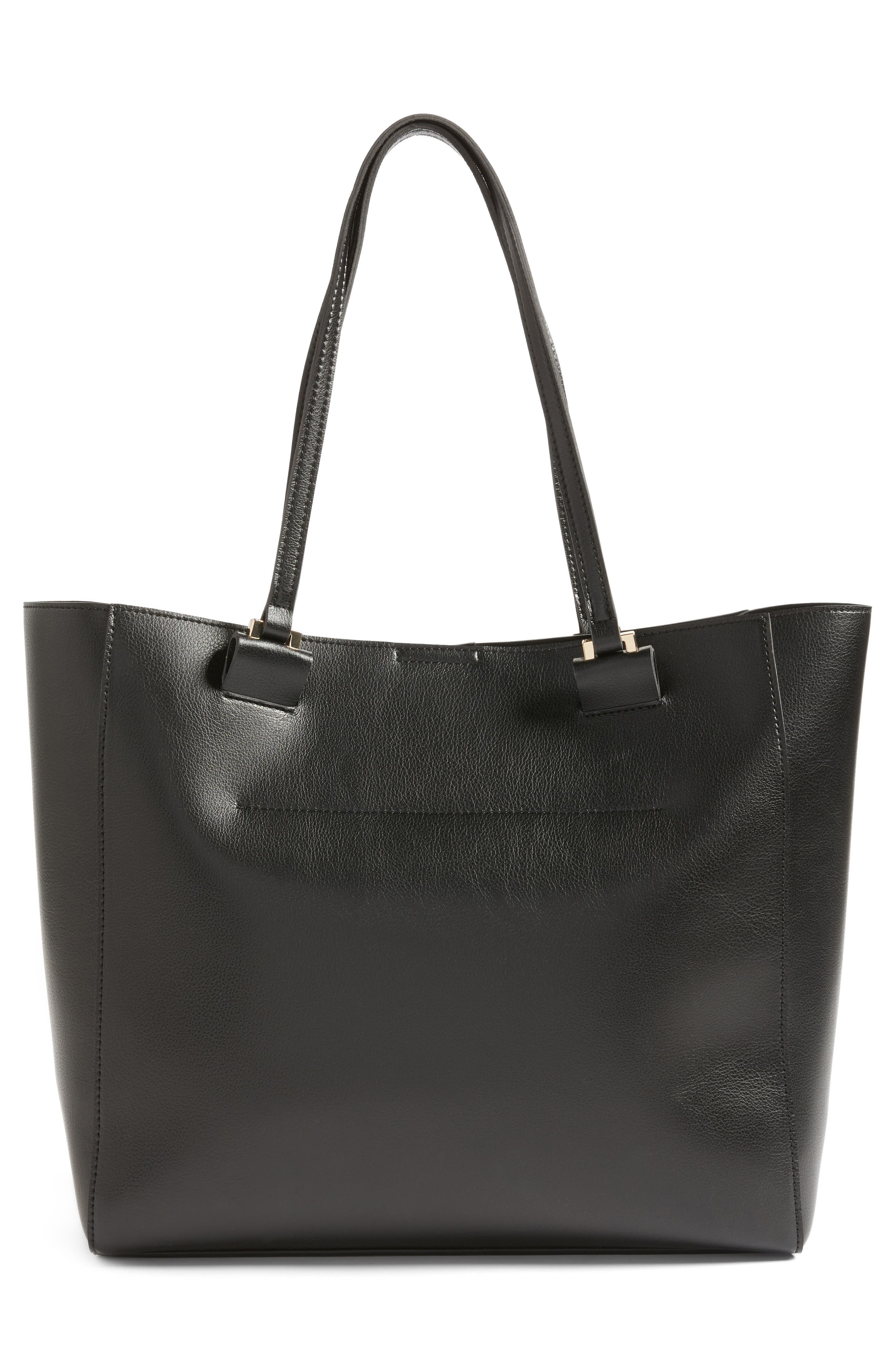 Glenn Faux Leather Tote, Alternate, color, BLACK