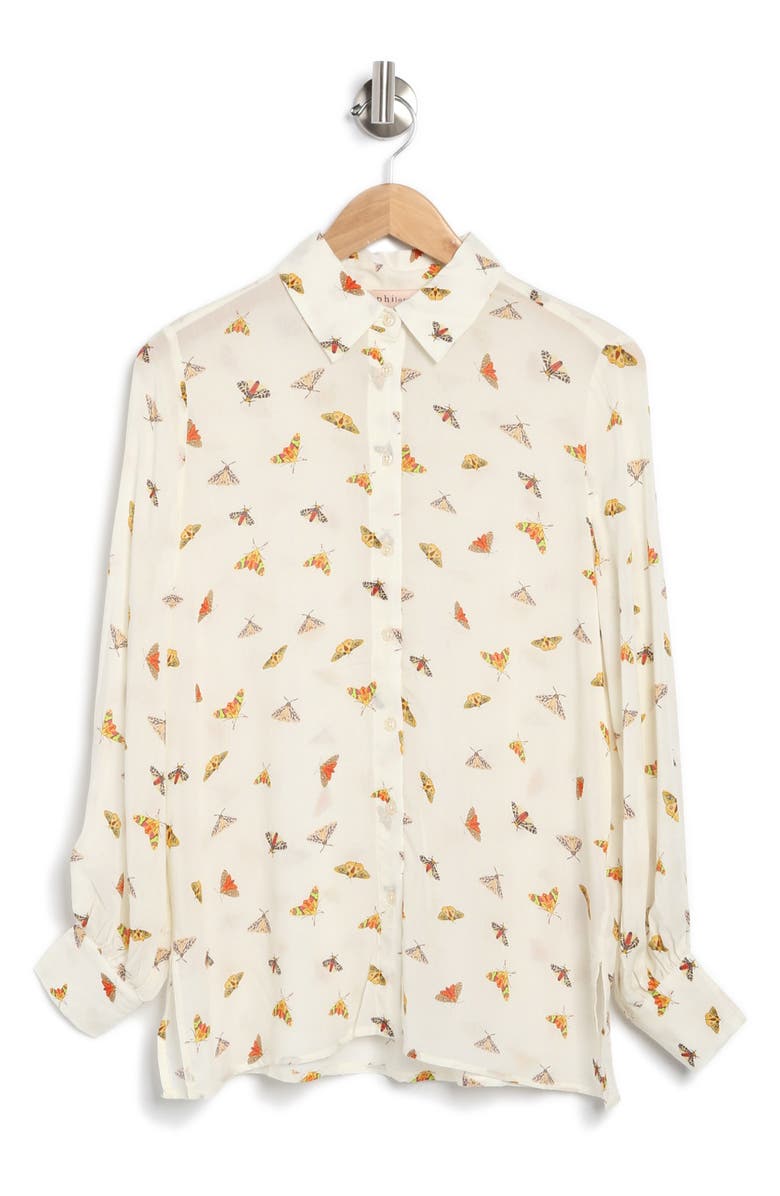 PHILOSOPHY REPUBLIC CLOTHING Moth Print Button-Down Blouse, Alternate, color,
