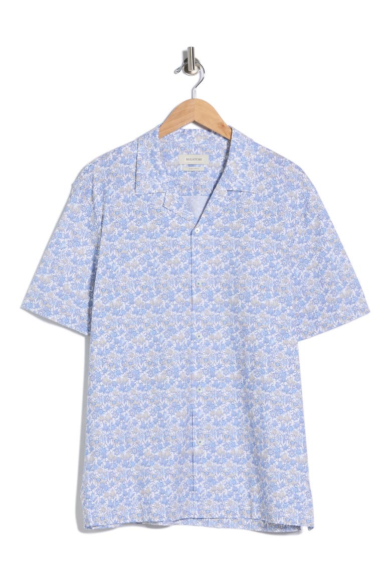 Floral Stretch Cotton Camp Shirt, Alternate, color, CLASSIC BLUE