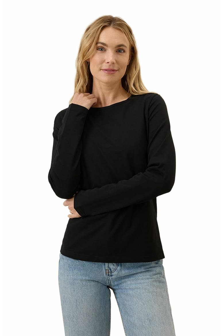 Luxe Stretch Jersey Slim Long Sleeve Tee, Main, color, Black