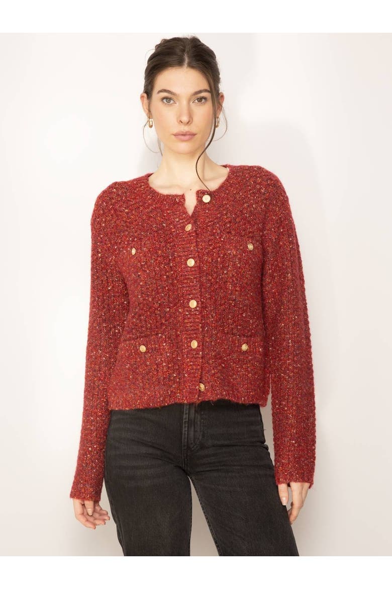 Raya Chanel Cardigan, Main, color, RED