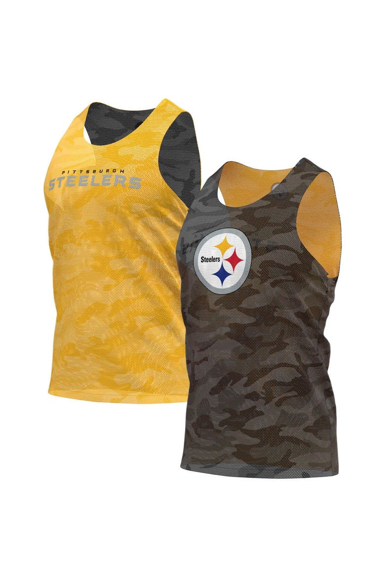 Men's FOCO Black/Gold Pittsburgh Steelers Reversible Mesh Tank Top, Alternate, color, Black