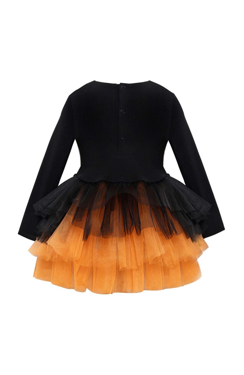 Mini Celebrities Witch Long Sleeve Fluffy Tutu Dress, Alternate, color, Dark Black