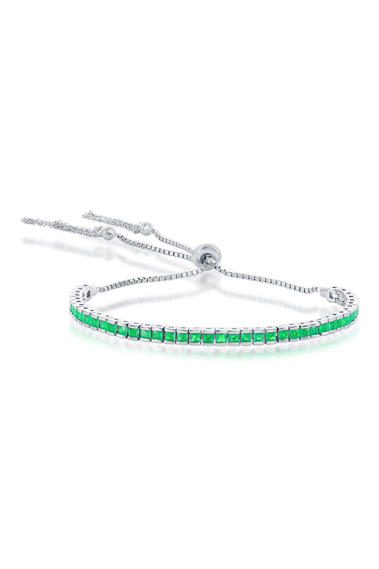 Sterling Silver CZ Tennis Bracelet, Main, color, EMERALD