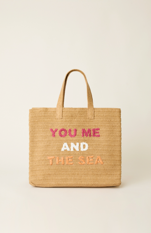 BTB Los Angeles You Me And The Sea Tote, Main, color, Sand Fuchsia Coral