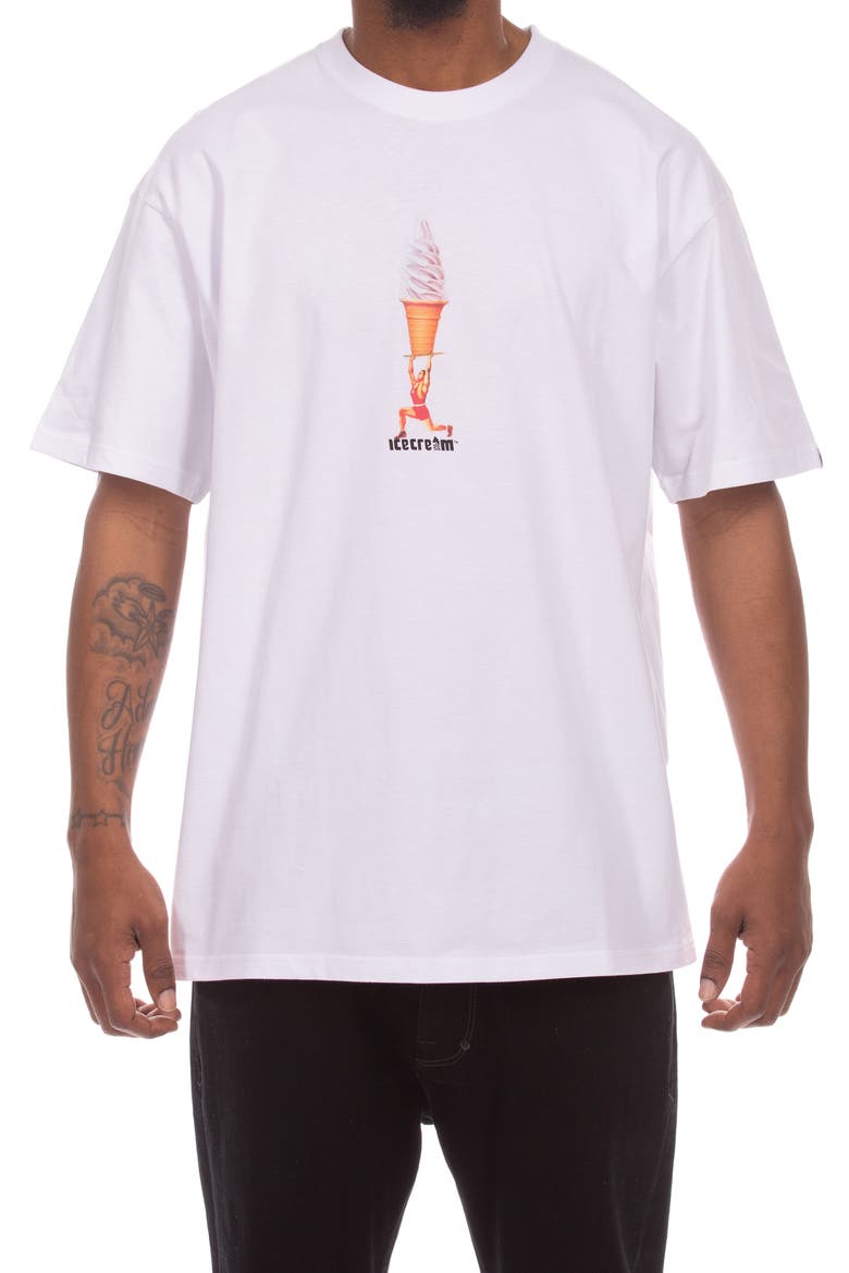 Power Lifter Graphic T-Shirt, Main, color, WHITE