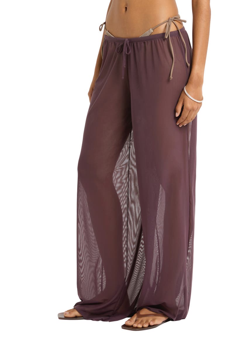 Riley Wide Leg Mesh Cover-Up Pants, Alternate, color, FIG