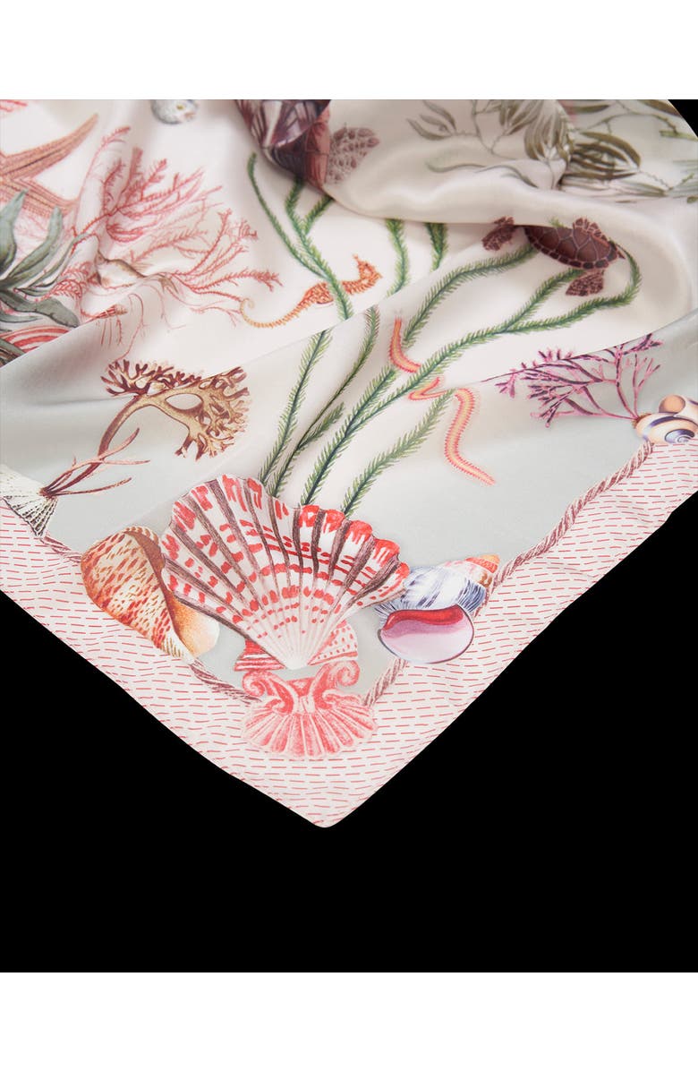 Fable England Tropical Escape Square Scarf, Alternate, color, Green & Cream