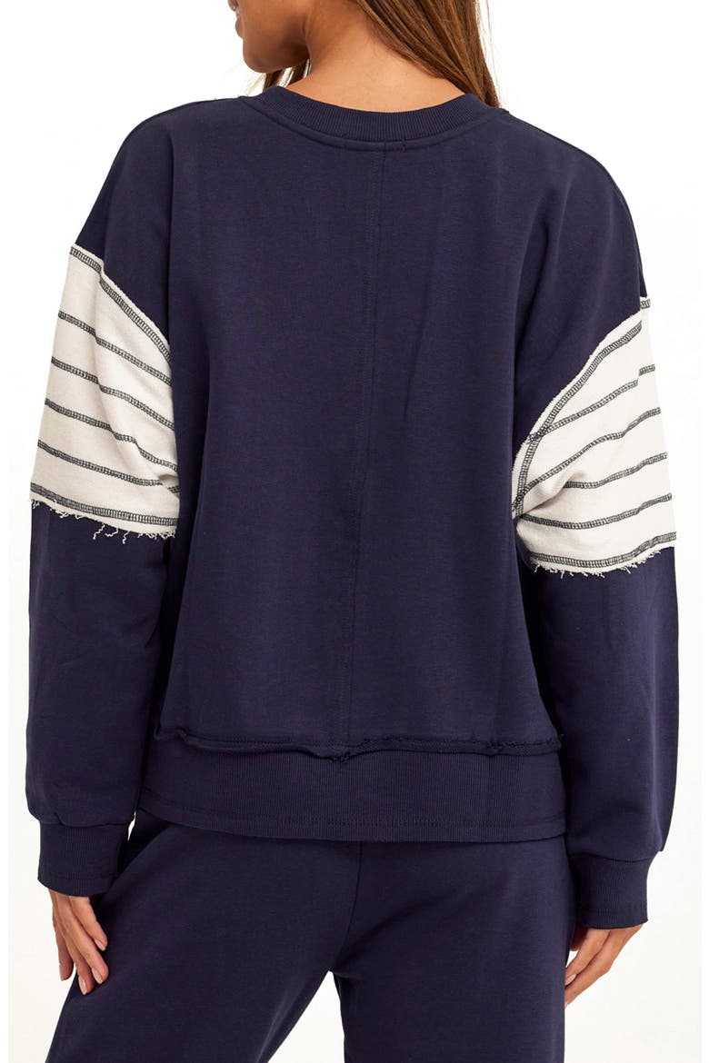 Kaelah Striped Sweatshirt, Alternate, color, STARGAZER / ECRU