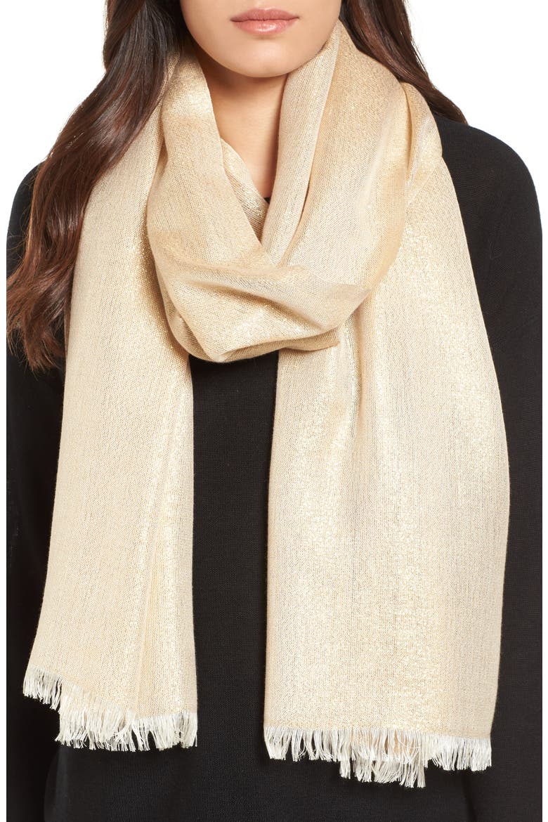 Metallic Lightweight Wrap, Main, color, GOLD