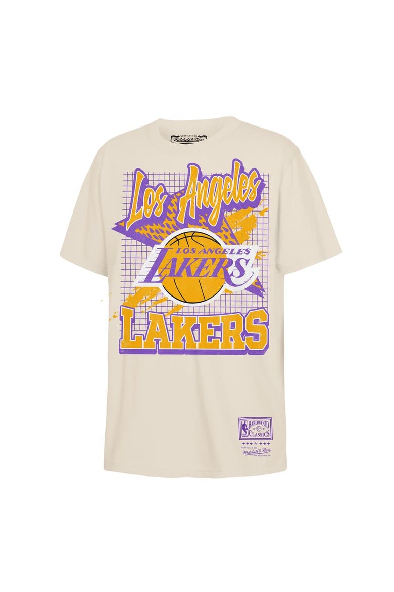 Youth Mitchell & Ness  Natural Los Angeles Lakers Hardwood Classics Retro Vibe T-Shirt, Main, color, Natural