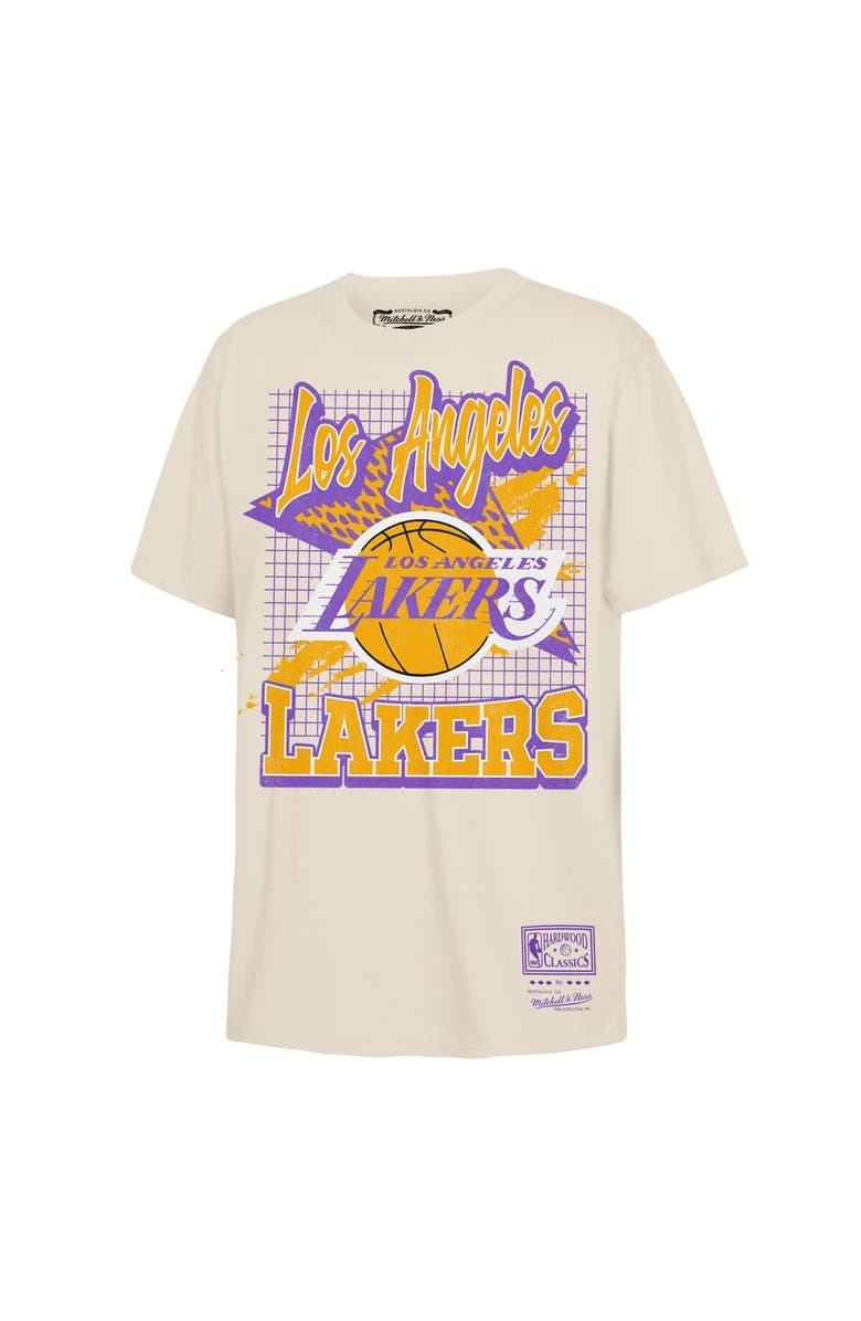 Mitchell & Ness Youth Mitchell & Ness  Natural Los Angeles Lakers Hardwood Classics Retro Vibe T-Shirt, Main, color, Natural