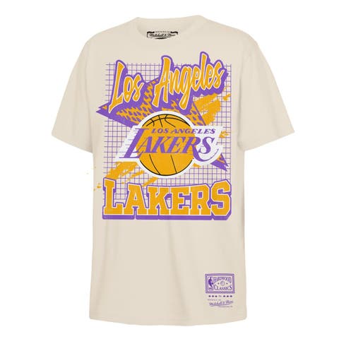 Youth Mitchell & Ness  Natural Los Angeles Lakers Hardwood Classics Retro Vibe T-Shirt