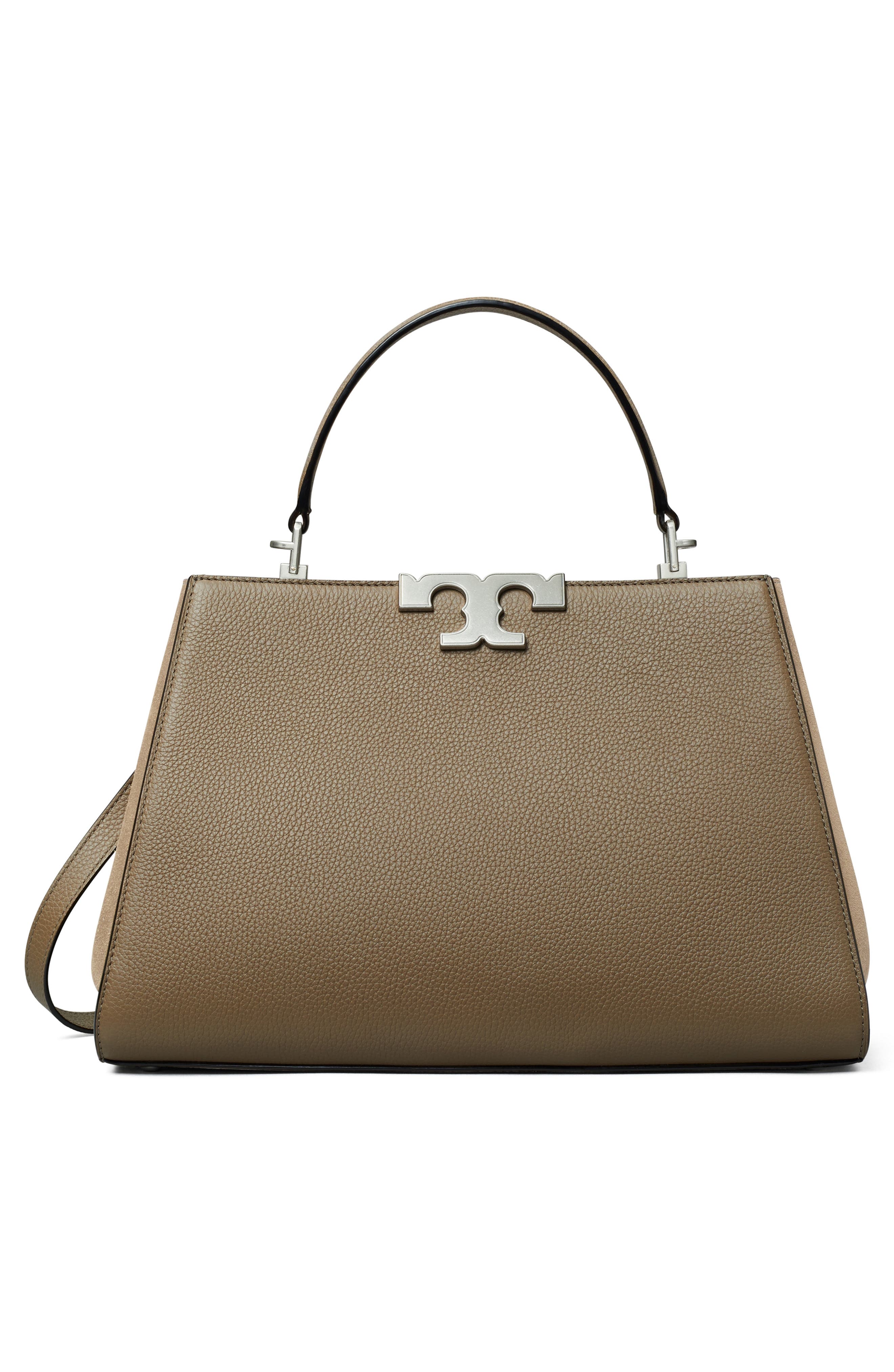 Tory Burch Small Eleanor Pebble Leather Satchel, Alternate, color, Wild Mushroom