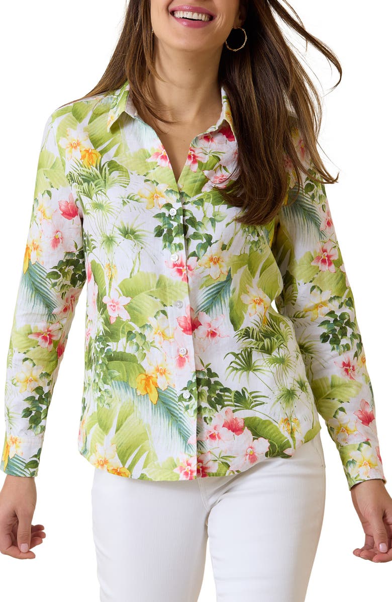 Tommy Bahama Floral Riviera Linen Button-Up Shirt, Main, color, 