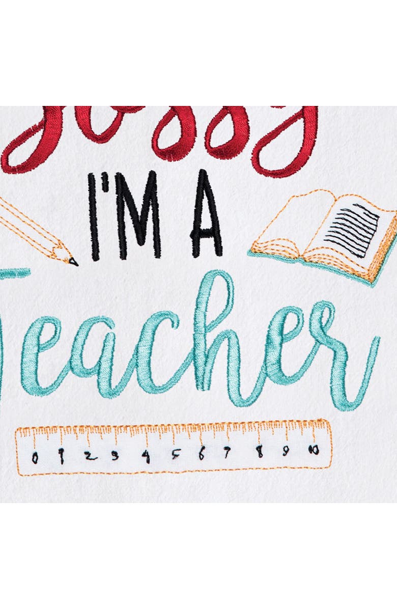 C&F Home Bossy Teacher Kitchen and Bathroom Embroidered Hand Towel, Alternate, color, Red