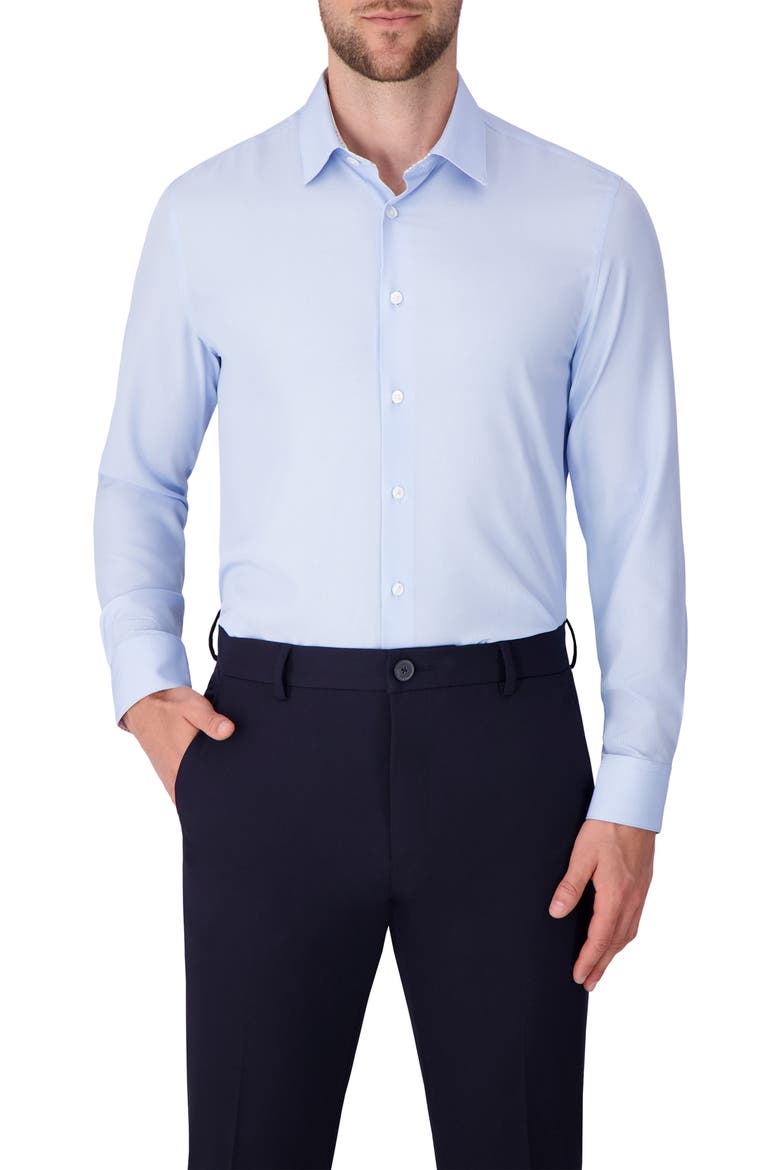 Geometric Print Slim Fit Stretch Dress Shirt, Main, color, BLUE