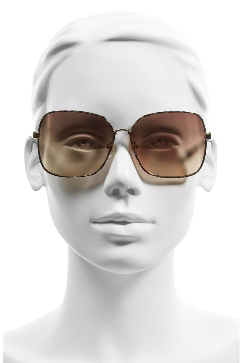 'Alanna' 60mm Square Sunglasses, Alternate, color, BLACK