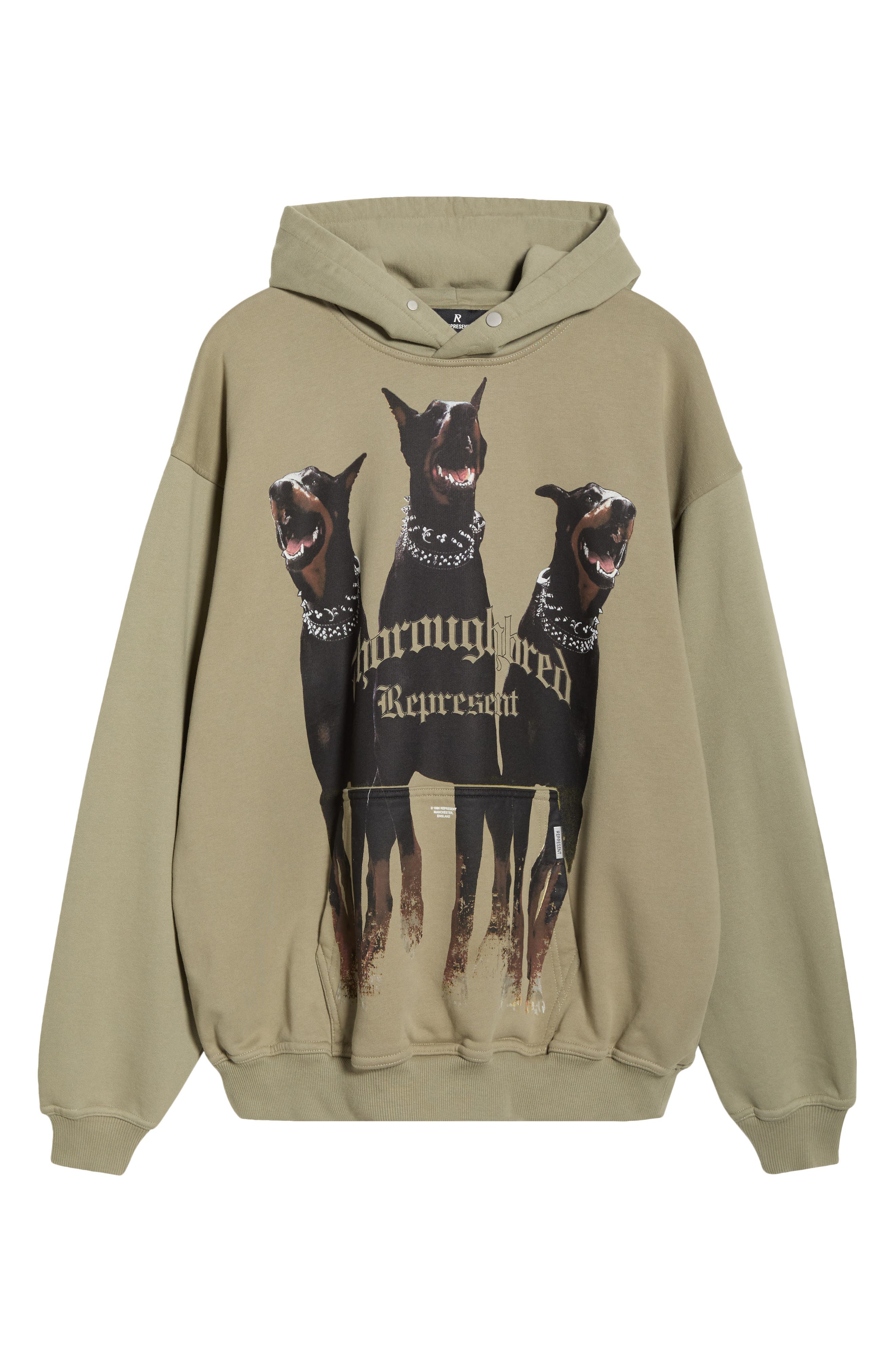 Represent Green Hoodie With Fixed Hood And Maxi Print On The Front In Cotton Man In Green