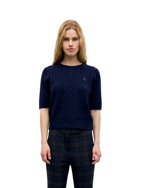 Raisa Cable Knit Short Sleeve Sweater