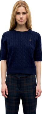 GERARD DAREL Raisa Cable Knit Short Sleeve Sweater
