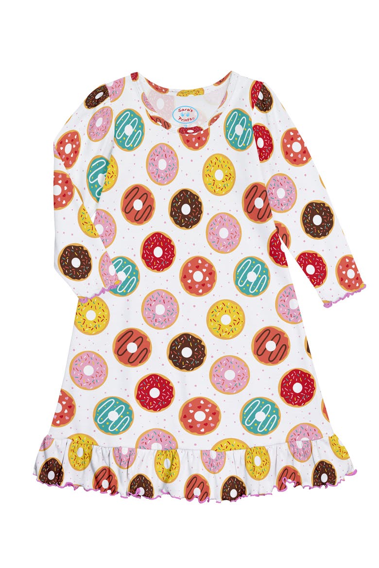 Long Sleeve Ruffle Nightgown, Main, color, Donut Party