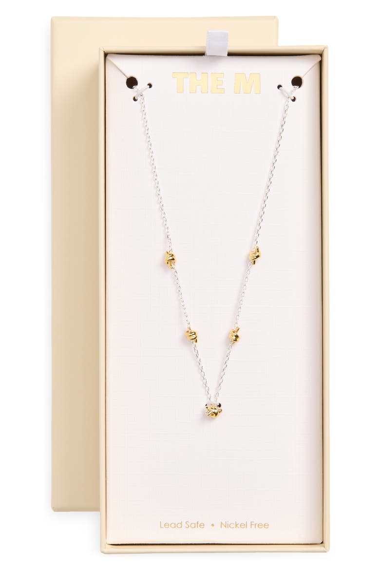 Love Knot Stationed Necklace, Main, color, GOLD/ SILVER