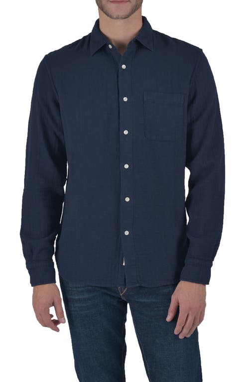 HIROSHI KATO The Ripper Waffle Double Gauze Button-Up Shirt in Navy 