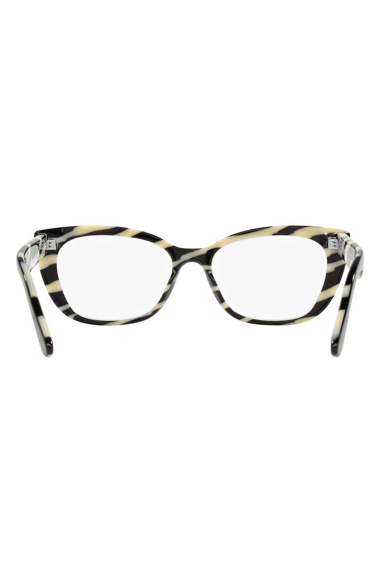 Dolce&Gabbana 49mm Cat Eye Optical Glasses, Alternate, color, Black White