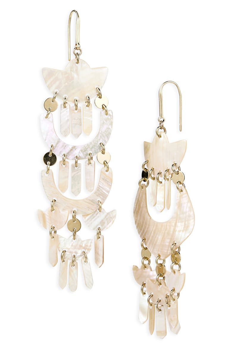 Yue Mismatched Chandelier Earrings, Main, color, LOTUS