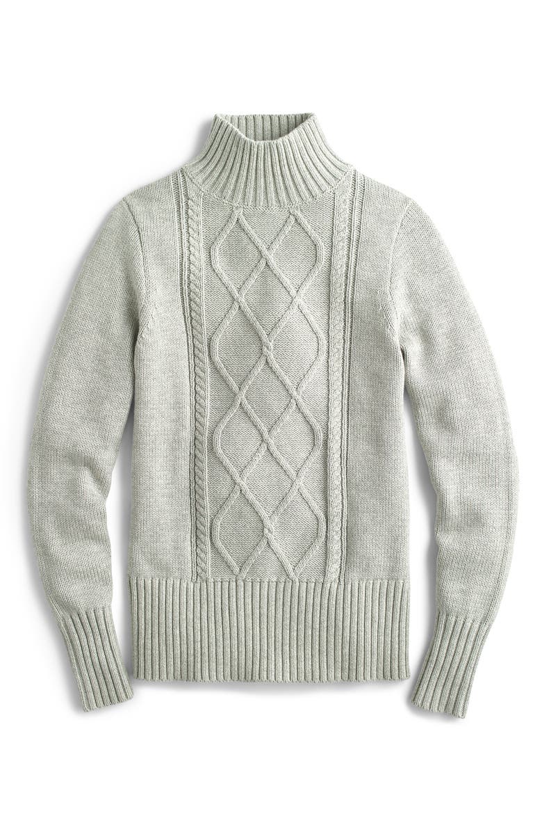 J.Crew Mock Neck Center Cable Knit Sweater, Main, color,