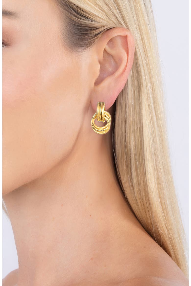 Lisa 24K Gold Plated Open Circle Drop Hoop Earrings, Alternate, color, GOLD