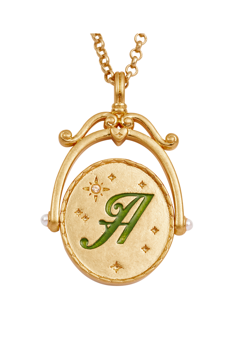Fable England A Initial Anemone Gold Spinner Chain Necklace, Alternate, color, Gold